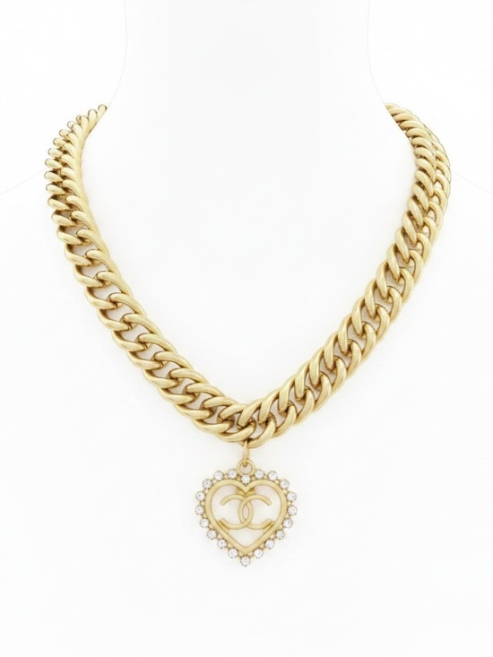 Jewelry - GOLD-TONED  Heart Pendant Necklace with Crystal Accents